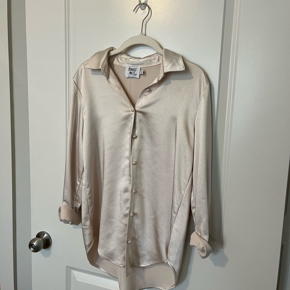 Princess Polly cream satin blouse